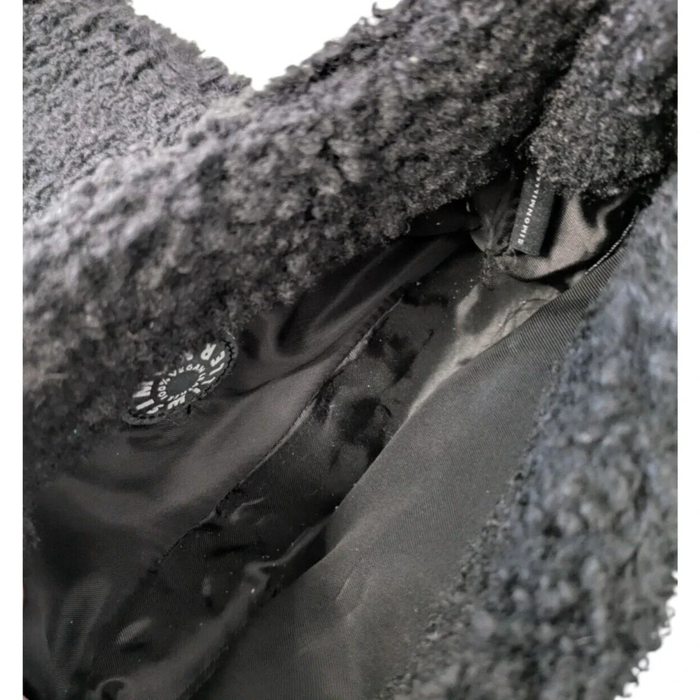 Simon Miller Black Retro Bag In Fuzzy Faux Sherpa Boucle Shoulder Bag Flap Top - Picture 9 of 10